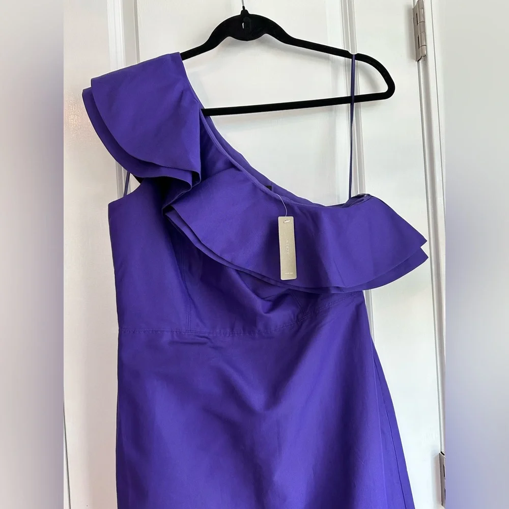 J. Crew Women’s Ruffle One Shoulder Dress Purple NWT Size 8